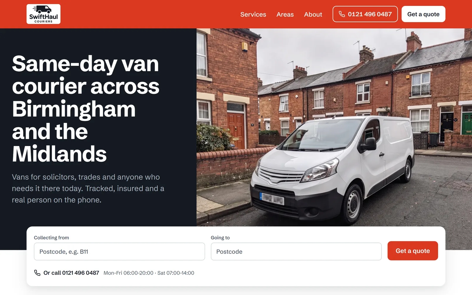 Sample site for SwiftHaul Couriers on a laptop